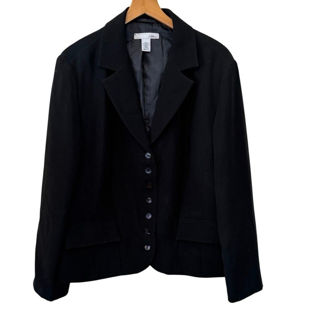 Chico’s Platnum Business Classic Black Button Up Women’s Blazer Size 3 (XL)